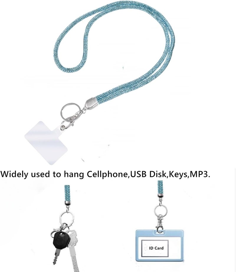 Global_Shopper Fashion 34.8'' Sparkle All Round Crystal Neck Lanyard,Bling Work Name Card Holder For Women(AB White,1PC) - Image 3